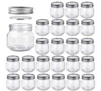 Betrome 8 OZ Mason Jar 24 pieces with Silver Regular Lid for Jam, Jelly, Honey, Beans, Spice, Wedding Favors, Shower Favors, Party Favors