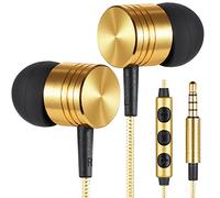 Betron B650 in Ear Headphones Earphones Wired with Microphone Volume Control Tangle Free Cable Noise Isolating Ear buds 3.5mm Head Phone Jack, Gold
