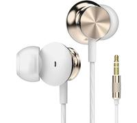 Betron BS10 Earphones Wired in Ear Earbud Headphones with 12mm Bass Driver Noise Isolating Ear Buds 3.5mm Jack Tangle-Free Cord, Gold