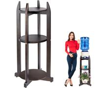 BETSEO Natural Solid Wood Water Dispenser Floor Stand (32.8" Hight-11.2" Wide) Drink Dispenser Floor Stand with 3 Round Shelfs Included for 1-5 Gallon Water Bottles/Crocks, Water Jug (Walnut Color)