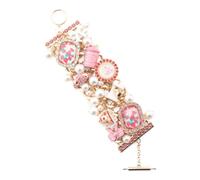 Betsey Johnson Baking Cluster Toggle Bracelet, Pink and Gold, Pearl Embellished, 7.5 Inch