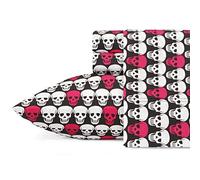 Betsey Johnson Bed Sheet Set-Lightweight, Breathable, Temperature Regulating Fabric. Super Soft, Easy Care and Ideal for All Seasons, Polyester, Skulls, Queen