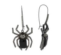 Betsey Johnson Black Crystal Spider Shepherd Hook Halloween Earrings