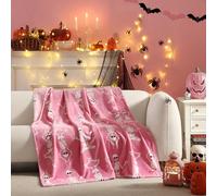 Betsey Johnson - Blanket, Buttery-Soft Throw Blanket for Couch or Bed, Boldly Plush & Oversized Bedding, Halloween Decor (Yoga Skeleton Pink, 50" x 70")