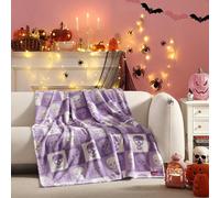 Betsey Johnson - Blanket, Buttery-Soft Throw Blanket for Couch or Bed, Boldly Plush & Oversized Bedding, Halloween Decor (Cracked Checkered Skull Purple, 50" x 70")