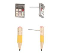 Betsey Johnson Calculator and Pencil Stud Earrings, 2 Pairs of Earrings, Mix & Match Earrings