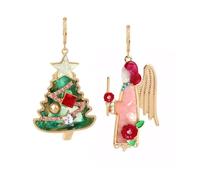 Betsey Johnson Christmas Tree Angel Mismatch Earrings