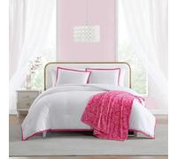 Betsey Johnson - Comforter Set, Soft Bedding with Matching Shams, Bonus Throw Included, Chic Solid Room Decor (Signature Hotel Pink, Full/Queen)