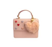 Betsey Johnson Crossbody Bag with Attached Charm, Dual Compartment, Adjustable Strap, 8x6 Inch, Conversation Hearts, 8in W x 6in H, Crossbody