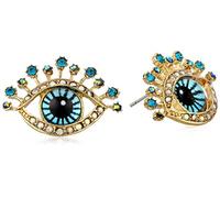 Betsey Johnson Eye Stud Earrings, One Size, Metal Glass Plastic, Cubic Zirconia