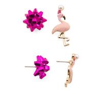 Betsey Johnson Flamingo Earrings (Christmas Flamingos Bow Stud Earring Set)