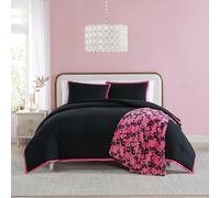 Betsey Johnson - Full/Queen Comforter Set, Super Soft Bedding with Matching Shams, Bonus Throw Included, Chic Bedding Essentials (Signature Hotel Solid Black, Full/Queen)