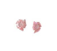 Betsey Johnson Garden Glam Flower Earrings for Women, Playful & Lightweight Jewellery, Plated Silver, Pink Plastic & Glass Crystal, Studs