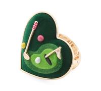 Betsey Johnson Gold Plated Golf Heart Ring, Stretch Fit, Heart Shape, Green