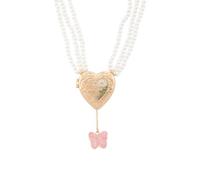 Betsey Johnson Heart Locket Short Pendant Necklace with Butterfly Charm
