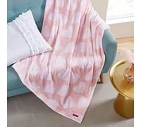 Betsey Johnson Home | Plush Collection | Throw - Ultra-Soft & Cozy Fleece, Lightweight & Luxuriously Warm, Perfect for Bed or Couch, Dotted Heart 50 x 70