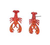 Betsey Johnson Jewel Lobster Earrings for Women, Playful & Vibrant Jewellery, Plated Silver, Orange & Glass Crystal, Studs