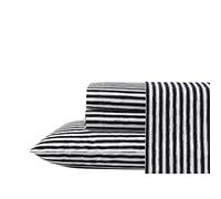 Betsey Johnson- King Sheet Set, Cotton Percale Bedding Set, Crisp & Cool, Lightweight & Breathable (Sketchy Stripe, King)