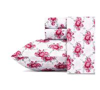 Betsey Johnson - King Sheets, Silky & Lightweight Bedding, Fade & Wrinkle Resistant (Skull Rose Trellis, King)