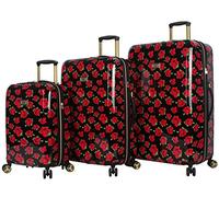 Betsey Johnson Luggage Hardside 3 Piece Set Suitcase with Spinner Wheels (20" 26" 30") (One Size, Flamingo Strut)…, Covered Roses, Small, Medium, Large