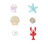 Betsey Johnson Mermaid Jewels & Seashell Earrings Set for Women, Vibrant & Travel Jewellery, Plated Gold & Silver, Includes 6 Studs