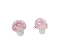 Betsey Johnson Mushroom Toadstool Stud Earrings, One Size, Metal Glass Crystal Plastic, No Gemstone