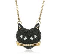 Betsey Johnson Pave Cat Pendant Necklace 16 + 3 Extender