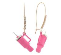 Betsey Johnson Pink Tumbler Cup Charm Drop Earring, Fish Hook Closure, Novelty Style