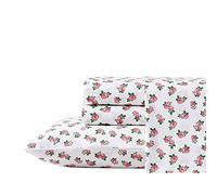 Betsey Johnson- Queen Sheet Set, Cotton Percale Bedding Set, Crisp & Cool, Lightweight & Breathable, Ideal Valentine's Day Gifts (Teeny Tiny Roses, Queen)