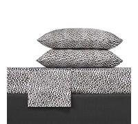 Betsey Johnson - Queen Sheets, Luxurious Satin Bedding Set, Smooth & Silky Home Decor (Leopard, 4 pcs, Queen)