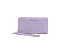 Betsey Johnson Quilted Flower Zip Around Wallet with Wristlet Strap, 8.5 x 4.5 Inches, Wisteria Lavender Purple, 8in W x 5in H, Wristlet Card Case