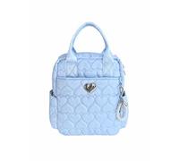 Betsey Johnson Quilted Heart Mini Backpack Convertible Top Handle Bag Small Travel Purse 9 x 11 in (Light Blue)