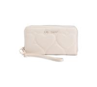 Betsey Johnson Quilted Heart Zip Around Wallet With Wristlet Strap, 8x5 Inches, Chalk, 8in W x 5in H, Quilted Heart Pattern Casual Wallet