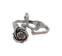 Betsey Johnson Rose Bypass Bracelet, Gunmetal with Pink Crystals