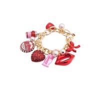 Betsey Johnson Valentine's Day Charm Bracelet, One Size, Metal, no gemstone