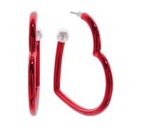 Betsey Johnson Valentine's Day Hoop Earrings, One Size, Metal, No Gemstone