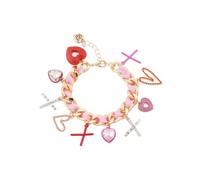 Betsey Johnson Valentines Valentine's Day Conversation Candy Hearts Bracelet, 7.5 inches, Metal, no gemstone