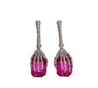 Betsey Johnson WITCH HANGING HANDS Stone pink Gem Drop Earrings