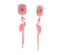 Betsey Johnson Women's Betsey's Backyard Flamingo Drop Earrings