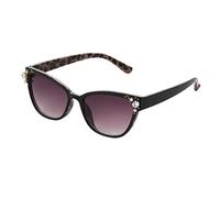 Betsey Johnson Women's Crystal Queen Sunglasses Cateye, Black/Leopard, 53mm