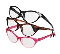Betsey Johnson Women's Fairisle Cat Eye Reading Glasses, Black, Tortoise, Pink Gradient, 54 mm + 2.5