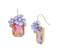 Betsey Johnson Womens Flower Gem Drop Earrings,Flower Gem Rose/Gold