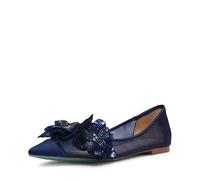 Betsey Johnson Women's Gray Ballet Flat, Navy, 4 UK