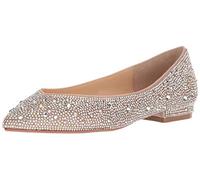 Betsey Johnson Women's Jude Ballet Flat, Nude Satin, 7.5 UK