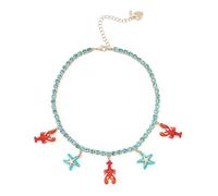 Betsey Johnson Women's Mermaid Jewels Lobster & Starfish Charm Tennis Necklace