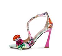 Betsey Johnson Women's Mikah Heeled Sandal, Pale Pink Floral, 6 UK