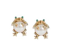 Betsey Johnson Women's Pearl Frog Stud Earrings in Off-White Betsey Johnson Off-White One Size
