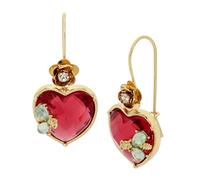 Betsey Johnson Womens Stone Heart Dangle Earrings