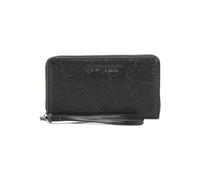 Betsey Johnson Zip Around Wallet with Wristlet Strap, 8.5 x 4.5 Inches, Black - Embossed Skulls, 8in W x 4.5in H, Wristlet Wallet