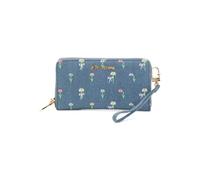 Betsey Johnson Zip Around Wallet with Wristlet Strap, 8.5 x 4.5 Inches, Denim Floral, 8in W x 4.5in H, Wristlet Wallet